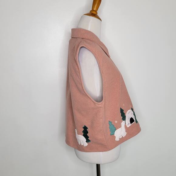 Vintage Christopher & Banks Winter Vest Polar Bear Igloo Applique Women Large - Picture 3 of 11